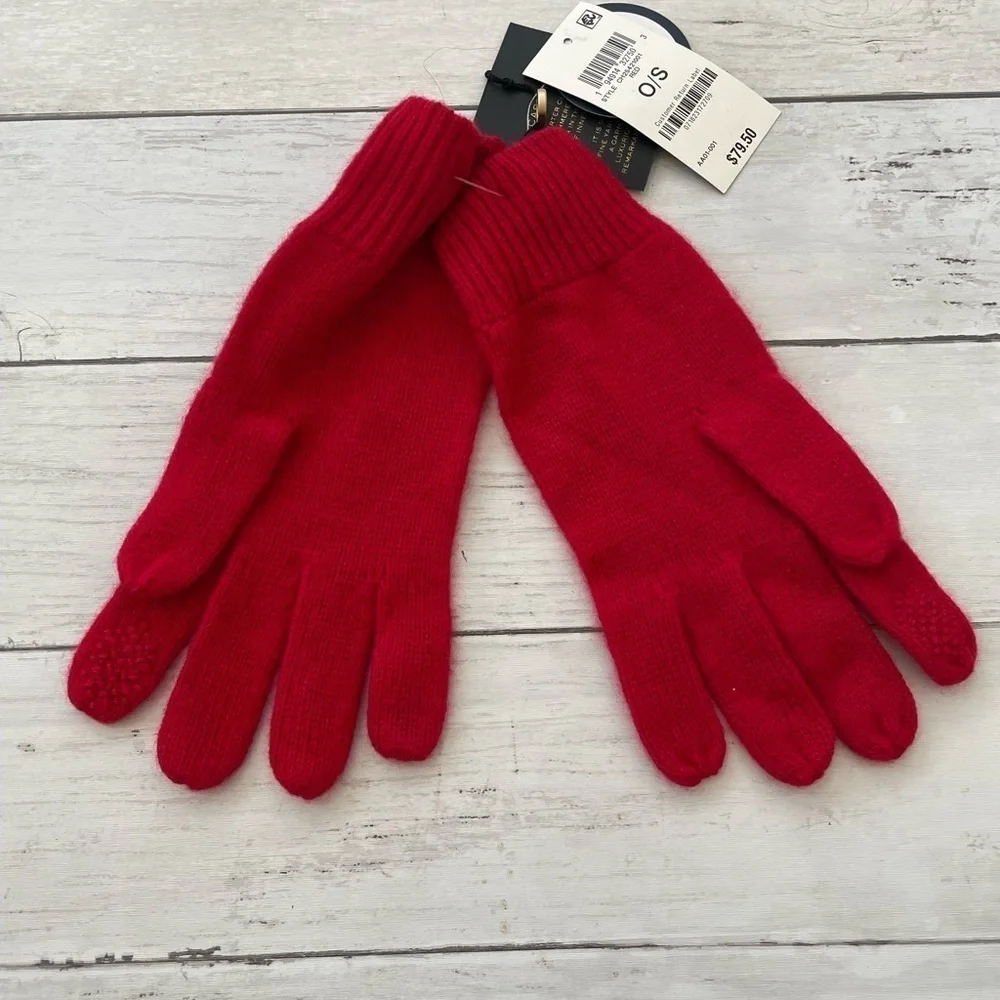 Touch Screen Compatible Gloves Charter Club 100% Cashmere Red One-Size NWT - Picture 6 of 11